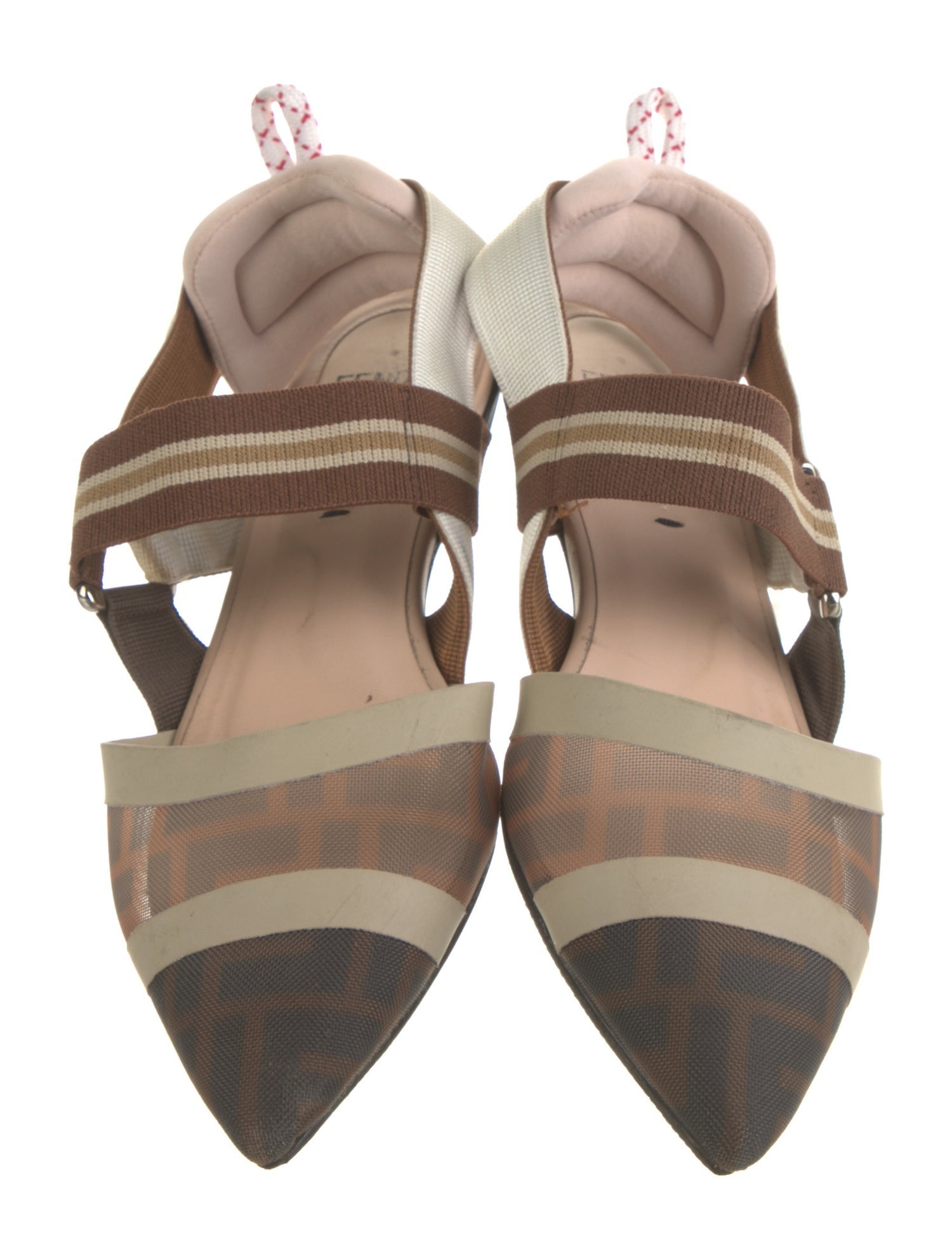 Fendi Zucca FF Logo Mesh Slingback Flats